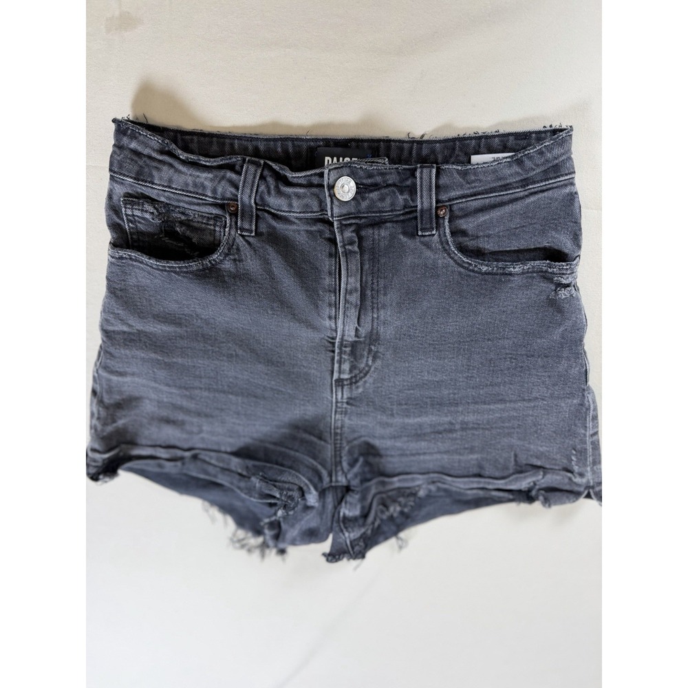 Paige Womens Denim Cut Off Shorts 26 Black Distressed Frayed Cotton Stretch 90s